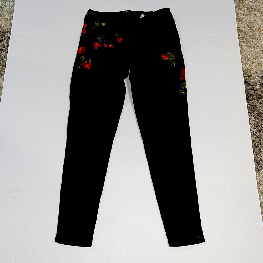 Zara basic Z 1975 denim floral skinny jeans